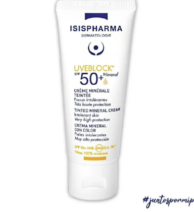 Bloqueador solar con color Uveblock SPF 50+ Mineral Cream Isispharma 40 ml